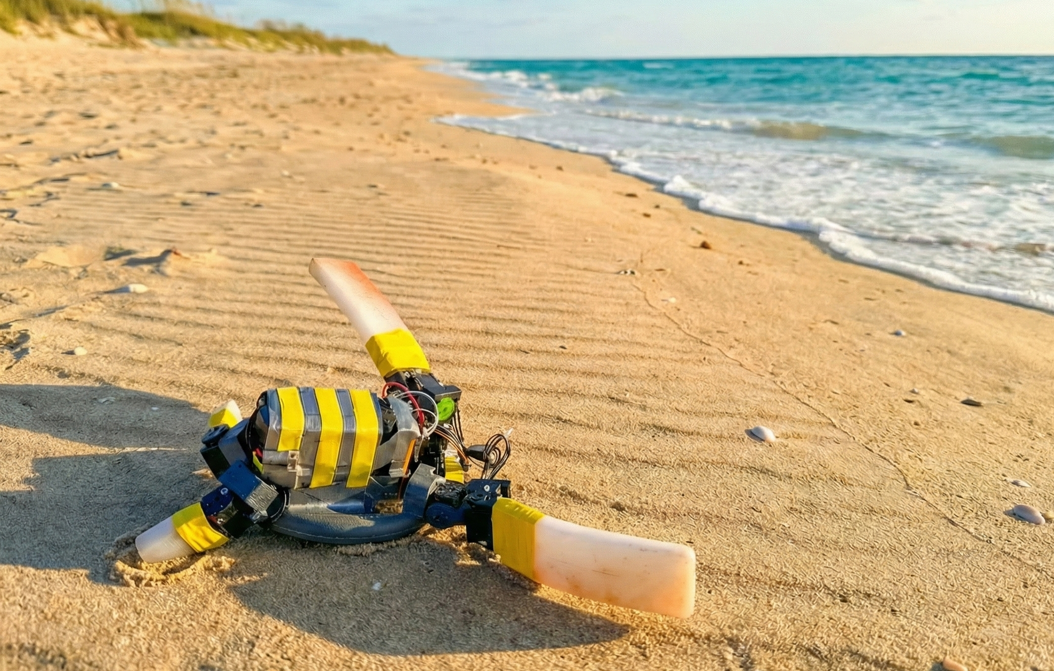 Sea turtle-inspired robot on sand